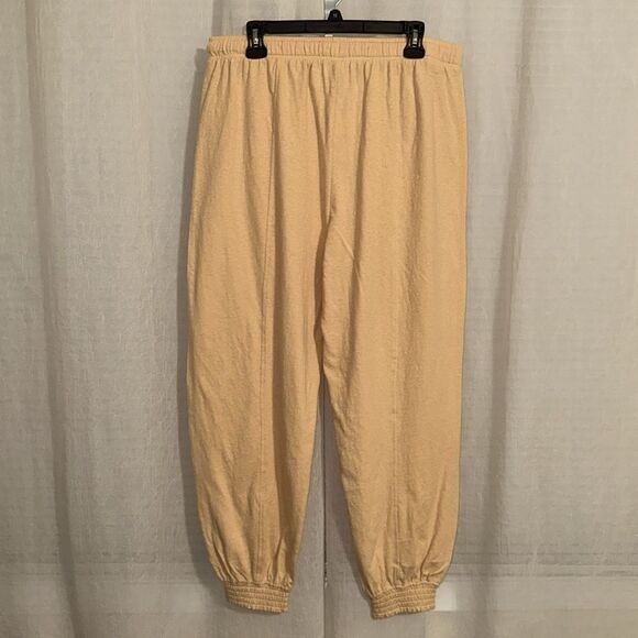 aerie L Almond Yellow Oversized Lounge JoggerβDrawstring Sweatpants with Pockets - Picture 2 of 11